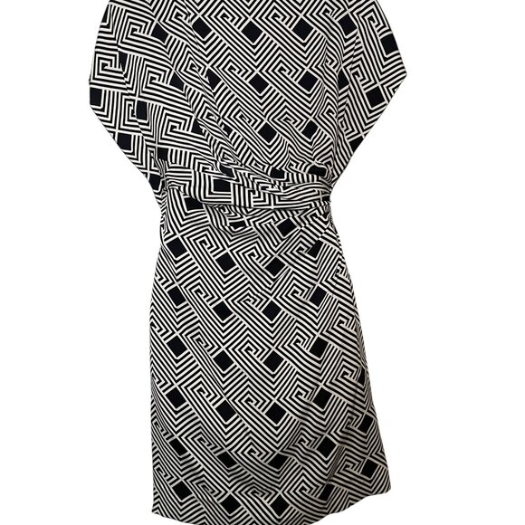 Diane von Furstenberg Black White Geometric Silk Dress Size 4 - Picture 6 of 6